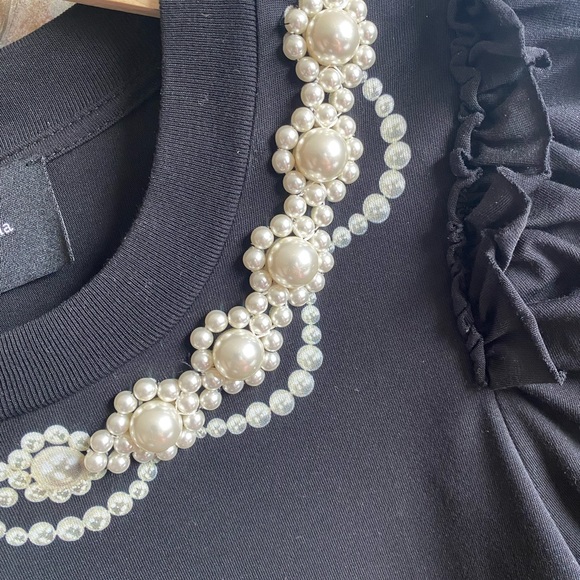 Simone Rocha Pearl embellished ruffled T-shirt - Picture 2 of 9